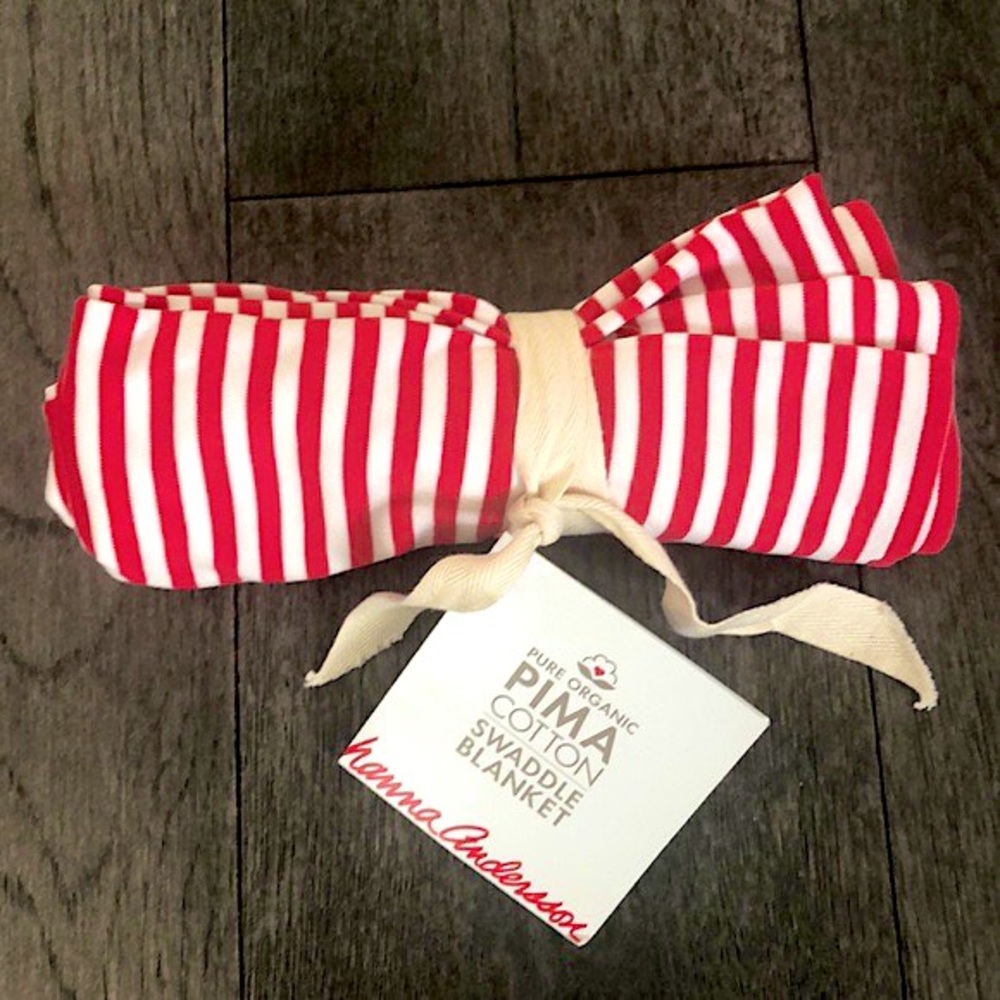 Hanna Anderson Swaddle Blanket Red and White Striped